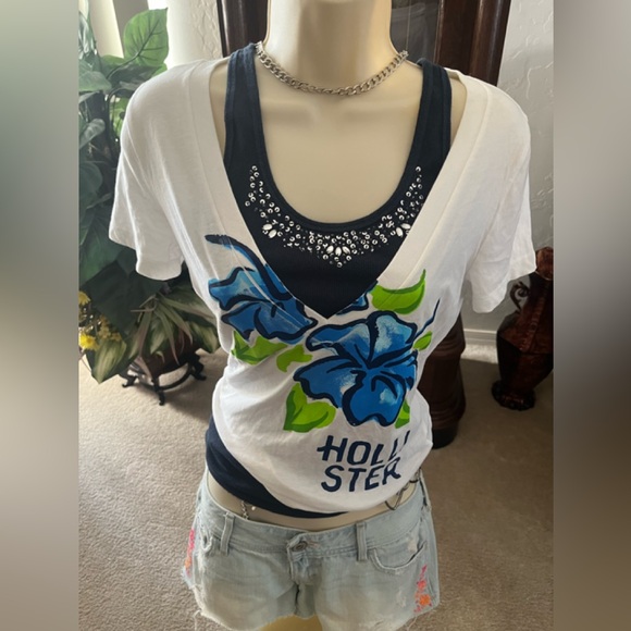NWT Y2K Vintage Hollister V-neck top short sleeve - Picture 3 of 16